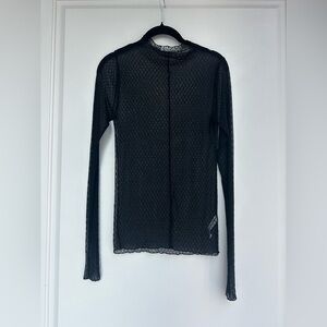 Free People Intimately Mesh Long Slevee Tee Mock Neck XS